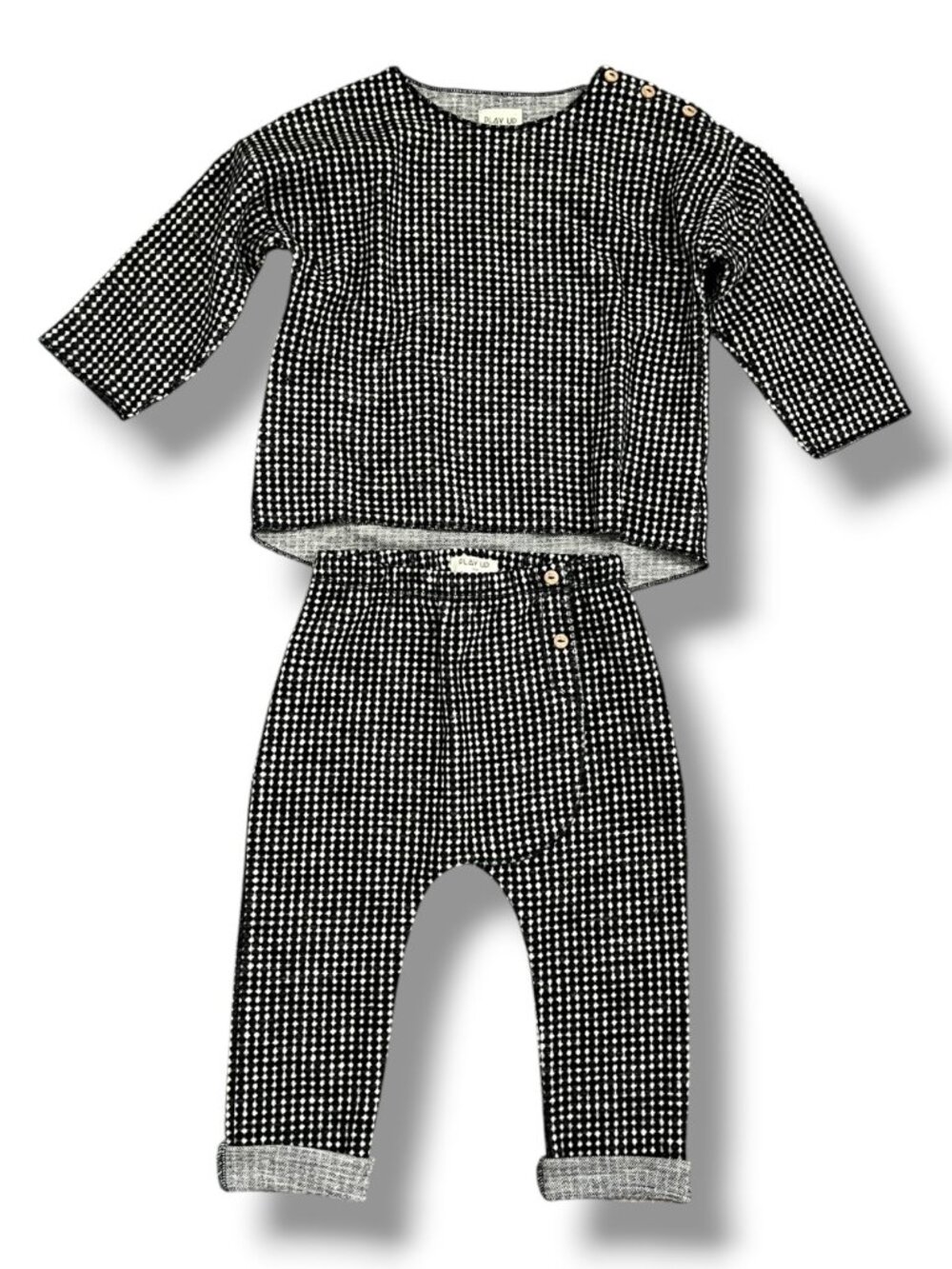 NWT Play Up Sustainable Black White Patterned Wool Blend Matching Outfit 18M
